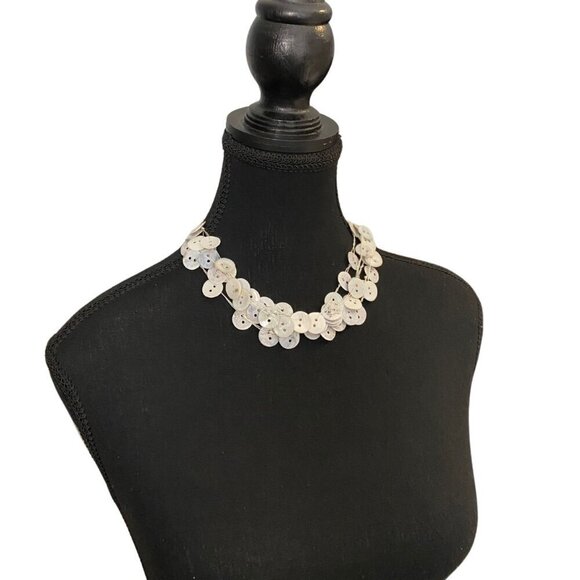 Eclectic Mother-of-Pearl Button Statement Necklace - Picture 5 of 7